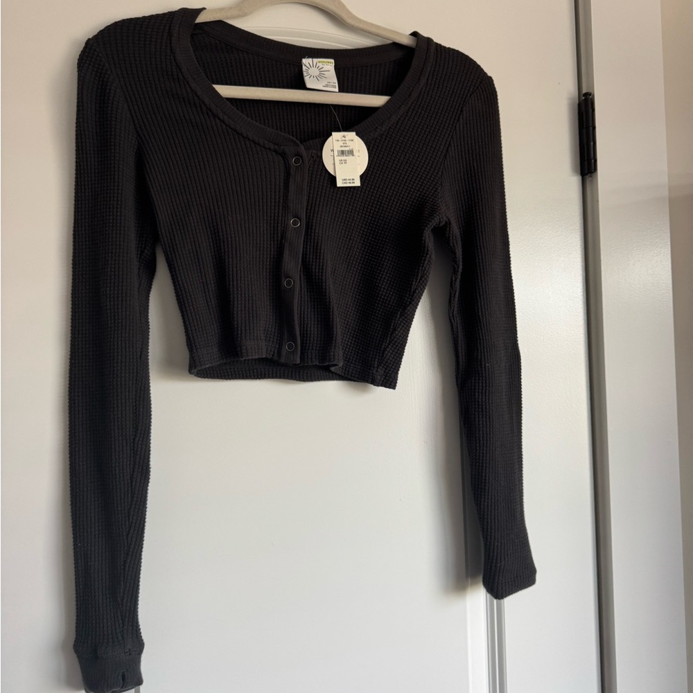 Aerie Black Ribbed Crop Top